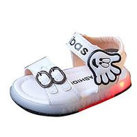 Girls\' Baby Sandals Comfort PU Summer Outdoor Comfort Flat Heel White Black Flat