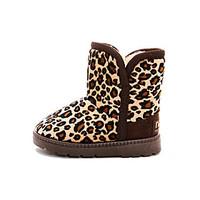 Girls\' Boots Comfort PU Winter Dress Casual Walking Snow Boots Flat Heel Leopard Flat