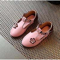 Girls\' Flats Moccasin Comfort Leatherette Spring Fall Outdoor Casual Walking Magic Tape Low Heel Blushing Pink Peach White Flat