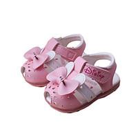 Girls\' Baby Sandals Comfort PU Spring Summer Fall Casual Comfort Bowknot Applique Flat Heel White Peach Blushing Pink Flat