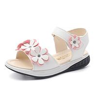 Girls\' Sandals Spring Summer Flower Girl Shoes PU Wedding Party Evening Dress Casual Flat Heel Magic Tape Flower