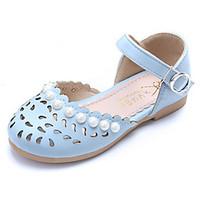 Girls\' Sandals Spring Summer Comfort Flower Girl Shoes Hole Shoes PU Party Evening Dress Casual Flat Heel Imitation Pearl Magic Tape