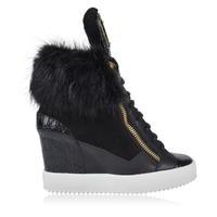 giuseppe zanotti fur trim wedged trainers