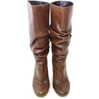 Gina Size 3.5 Luxury Designer Soft Brown Leather Ruched Boots