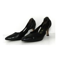 Gina Size 4 Black Leather Healed Slip On Shoes