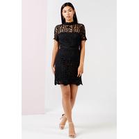 Girls On Film Crochet Mini Dress in Black