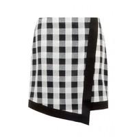 GINGHAM WRAP MINI SKIRT