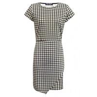 GINGHAM WRAP BODYCON DRESS