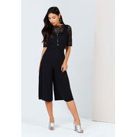 girls on film lace culottes jumpsuit in black