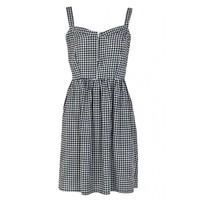 GINGHAM ZIP FRONT CAMI DRESS