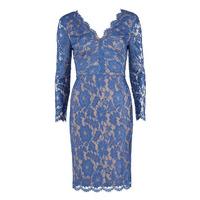 Gina Bacconi Lace Dress with V Neck and Long Sleeves