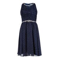 gina bacconi spotty dress with beaded embellishment