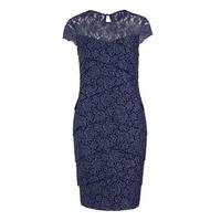 Gina Bacconi Layered Lace Dress with Cap Sleeves