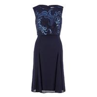 Gina Bacconi Two Tone Navy Sequin and Chiffon Dress