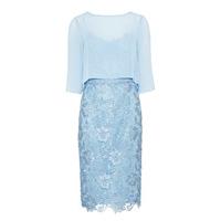 Gina Bacconi Bouquet Guipure Dress with Chiffon Top