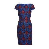 Gina Bacconi Jacquard Embroidered Shift Dress