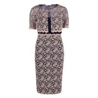 gina bacconi navy pink scallop lace dress and jacket