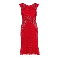 gina bacconi embellished dress in red