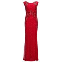 gina bacconi embellished maxi dress in red