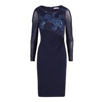 Gina Bacconi Two Tone Embroidered Sequin Mesh Dress