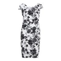 Gina Bacconi Black White Floral Pique Knit Dress