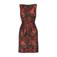 Gina Bacconi Metallic Floral Jacquard Dress