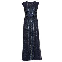 gina bacconi embellished maxi dress in navy