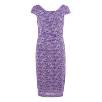 Gina Bacconi Lace Ruched Dress with Cap Sleeves