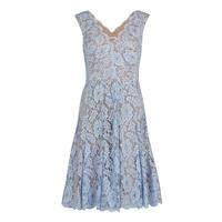 Gina Bacconi Scallop Flower Lace Dress with V Neck