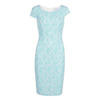 Gina Bacconi Corded Linen Lace Dress With Cap Sleeves