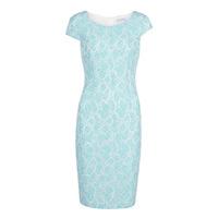 gina bacconi corded linen lace dress with cap sleeves