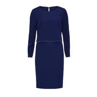 Gina Bacconi Long Sleeved Crepe Dress with Jewel Embellishment in Blue