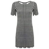 GINGHAM SCALLOP TUNIC DRESS