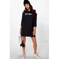 Girl Squad Cold Shoulder Sweat Dress - charcoal