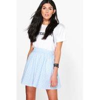 gingham woven skater skirt sky