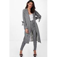 Gingham Tie Cuff Duster - multi