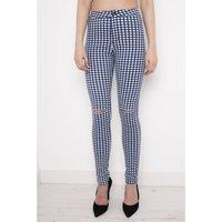 gingham high waisted ripped skinny jeans in blue