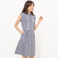 Gingham Printed Dress with Collar