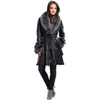 Giovanni Leather coat BRUNA women\'s Trench Coat in black