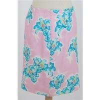 Gianni Versace size 6 pink & blue floral print silk skirt
