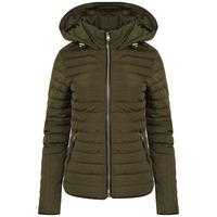 ginger quilted hooded jacket in khaki tokyo laundry