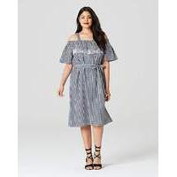 Gingham Bardot Embroidered Dress