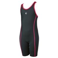 Girls Sport Kneesuit - Black and Coral