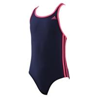 Girls 3 Stripe Classic Swimsuit - Navy and Red