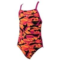 Girls Endurance Plus Allover Rippleback Print 39 - Black and Pink