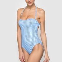 gingham check strapless swimsuit