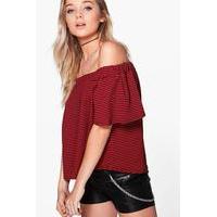 gingham bardot top red