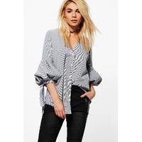 Gingham Blouson Sleeve Blouse - multi