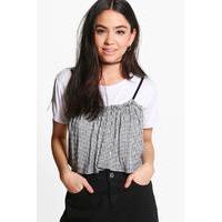 gingham cami 2 in 1 t shirt white