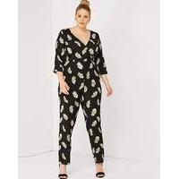 girls on film feather print jumpsuit